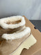 Thick sole fur one half slipper 02679